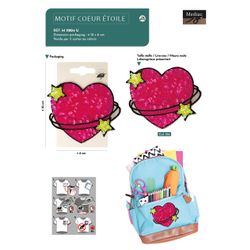 M11804 Iron on Sequin Heart & Star Patch