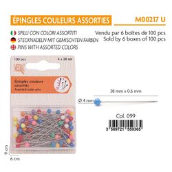 M00217 Pins with Assorted Colors, 100pcs/Box