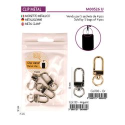 M00526 Metal Clip with Swivel Ring, 4pc/Pk