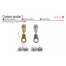 M01129 Zipper Pull #7 Spiral Chain