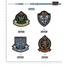 M16652 Royalish Crests, Emblems.  College, Navy, Air Force