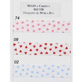 00338 Bias, Hearts, 100% Cotton