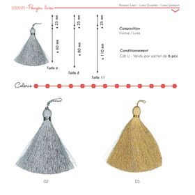 00699 Lurex Tassel, 6cm, 8cm, & 11cm