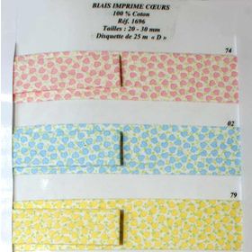 01696 100% Cotton Bias, Hearts 20mm&30mm