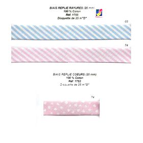 01755 Striped Bias, 100% Cotton, 20mm