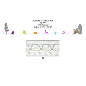 03701 100% Polyester Flower Lace 35mm