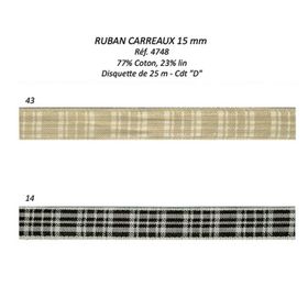 04748 Plaid Ribbon, Cotton & Linen- 15mm