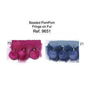 09651 Beaded Pompom Fringe on Fur