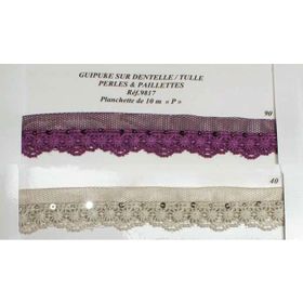 09817 Lace Edged Tulle w/ Beads & Sequin