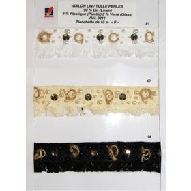09911 Linen & Tule Trim with Pearls