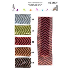 16536 Lurex Wired Ribbon Chevron 38&62mm