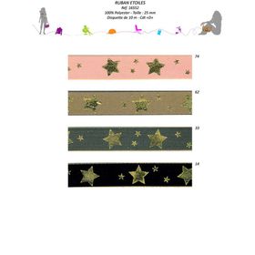 16552 Polyester Gold Star Ribbon, 25mm