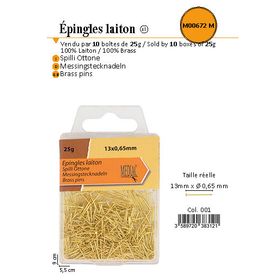 M00672 Brass Pins, 13mm, 25 Grams