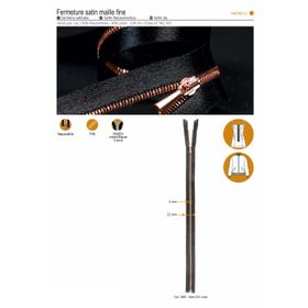 M01962 Rose Gold & Black Satin Zip Separable