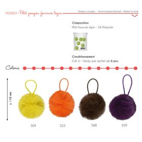 M08804 Fur Pompon, 5cm Diam.