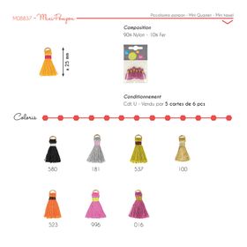 M08837 Mini Tassels with Metal Ring, 6pc