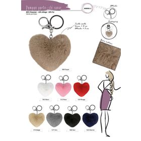 M08906 Heart Shape Fur Pompon, 8cm