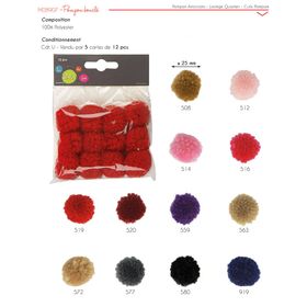 M08907 Curly Pompon 25mm, 12 Pcs/Pack