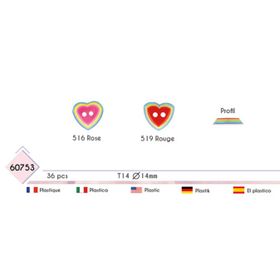 M60753 Rainbow Heart, 2-Hole Button