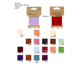 M98511 100% Silk Ribbon, 4mm & 7mm (3 meter/Card)