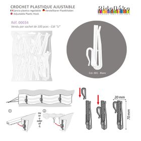 00034 Adjustable Curtain Hooks in Bulk