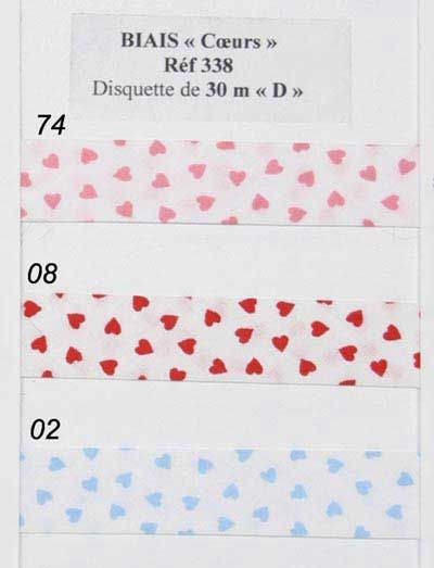 00338 Bias, Hearts, 100% Cotton