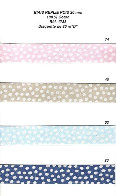 01783 Polka Dot Bias, 20mm - 100% Cotton