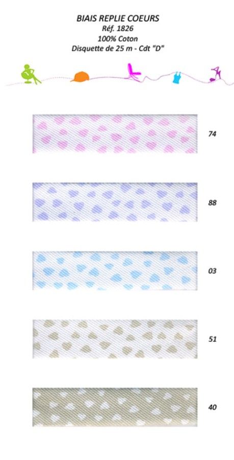 01826 100% Cotton Heart Bias