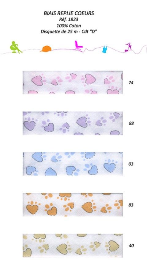 01823 100% Cotton Heart Bias