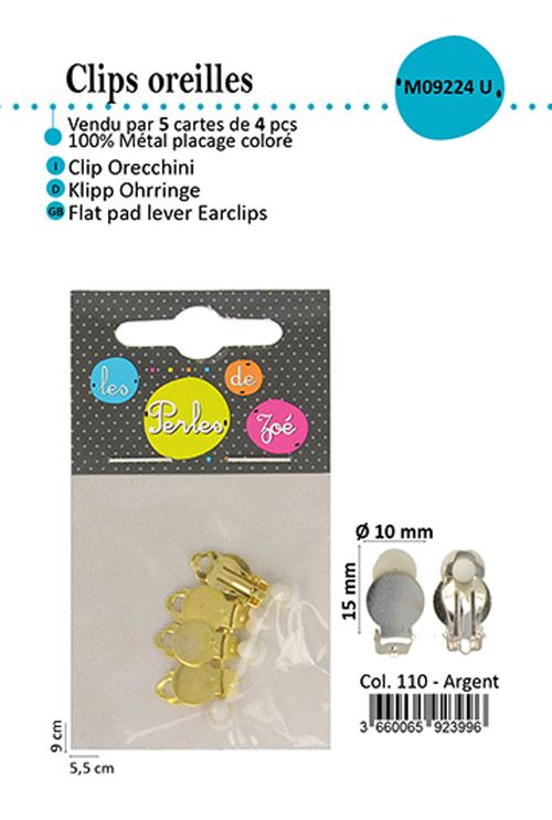 M09224 Clip-on Earring Components, 4pcs