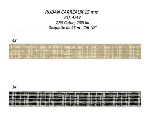 04748 Plaid Ribbon, Cotton & Linen- 15mm
