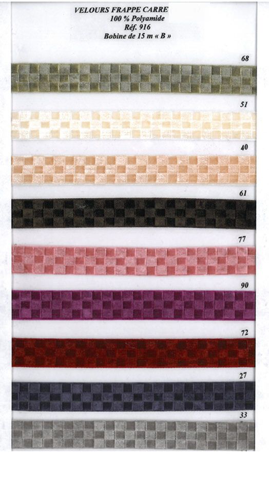 00916 Velvet Ribbon w/ Squares, 16mm
