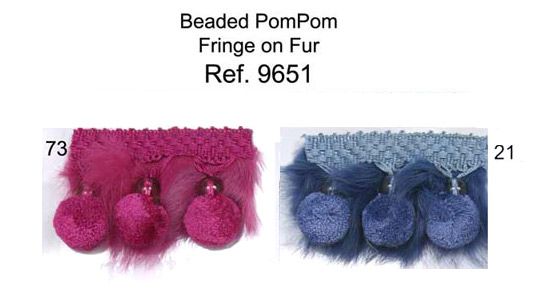 09651 Beaded Pompom Fringe on Fur