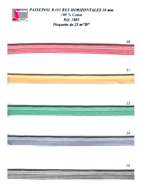 01803 Striped Piping, 100% Cotton, 10mm