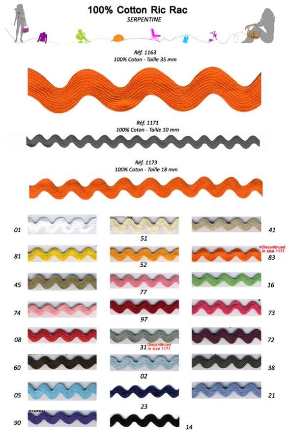01173 100% Cotton Ric-Rac, 18mm