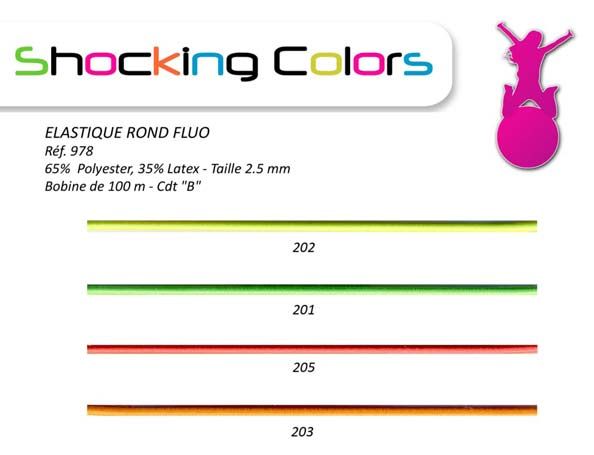 00978 Elastic Rattail, 2.5mm Fluorescent