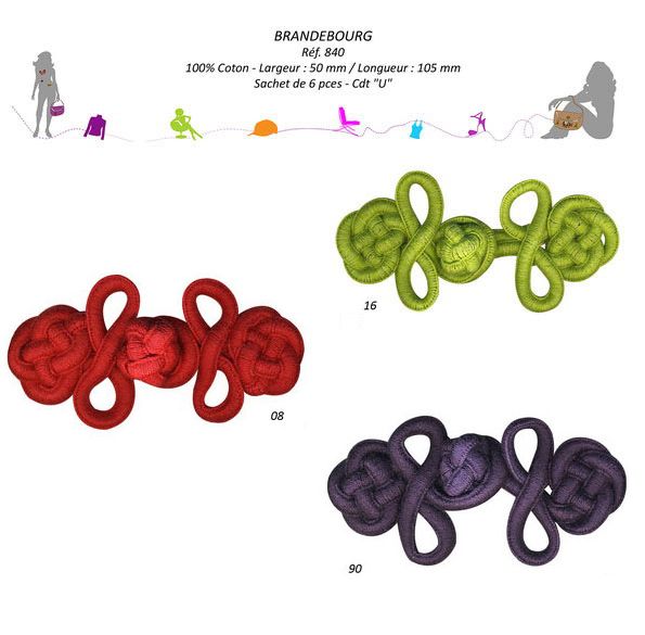 00840 Frog Closure, Cotton wrapped