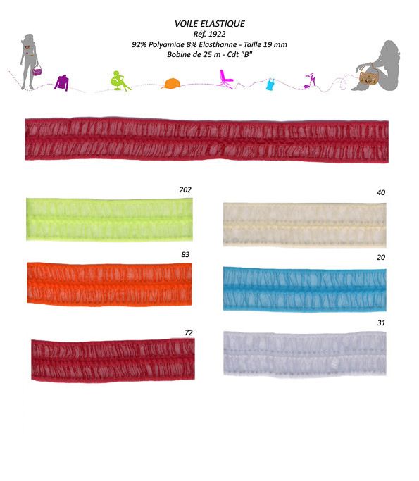01922 Sheer Elastic Trim, 19mm