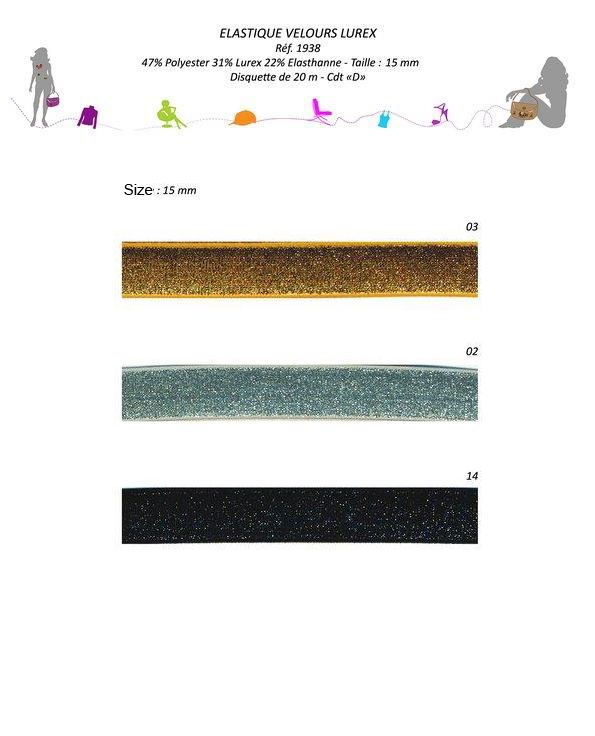 01938 Lurex Velvet Elastic 10mm-15mm
