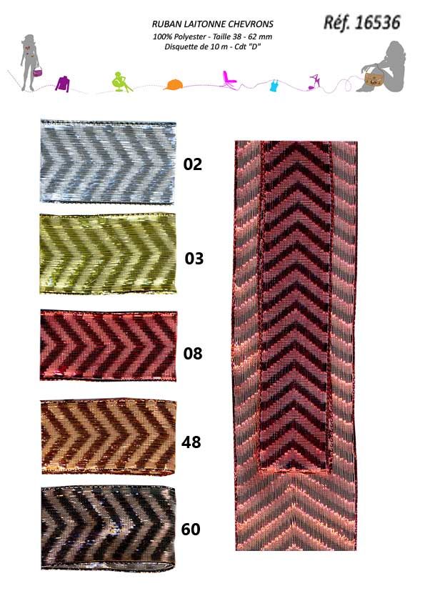 16536 Lurex Wired Ribbon Chevron 38&62mm