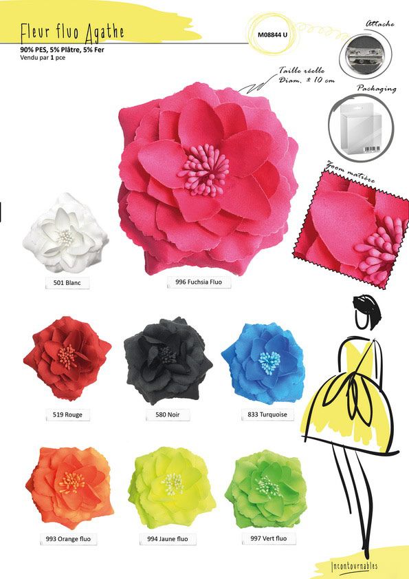 M08844 Flower Brooch, 10cm