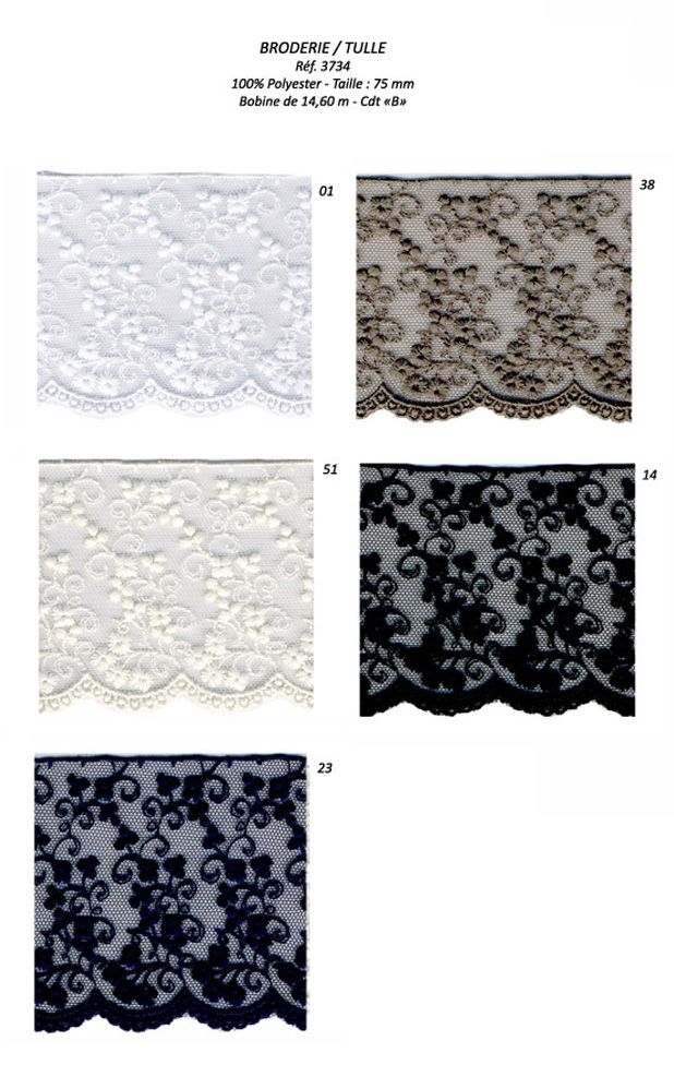 03734 Embroidered Lace on Tulle 75mm