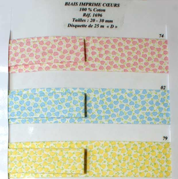 01696 100% Cotton Bias, Hearts 20mm&30mm