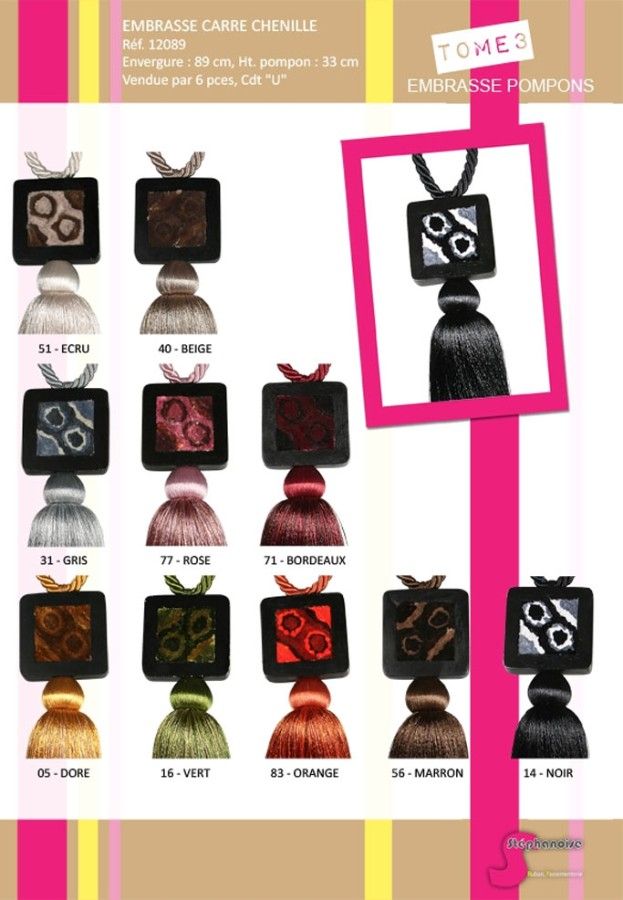 12089 Tassel Tieback w/Chenille Square