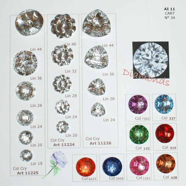 B11226Triangular Shaped Crystal Button