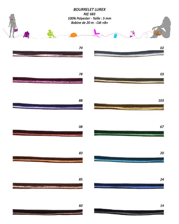 00683 Lurex Polyester Cord, 5mm