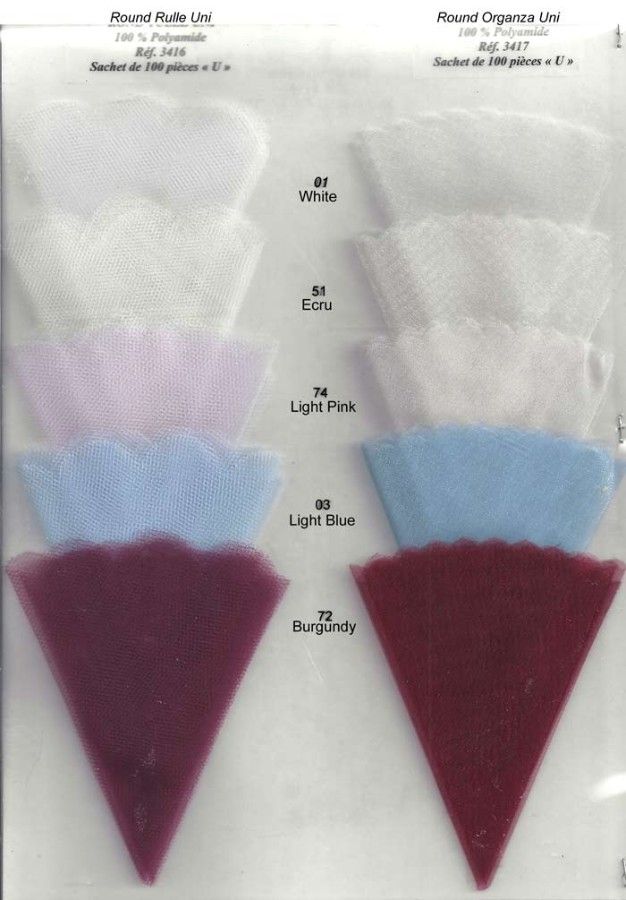 03416 Scalloped Edge Tulle Rounds,100pc