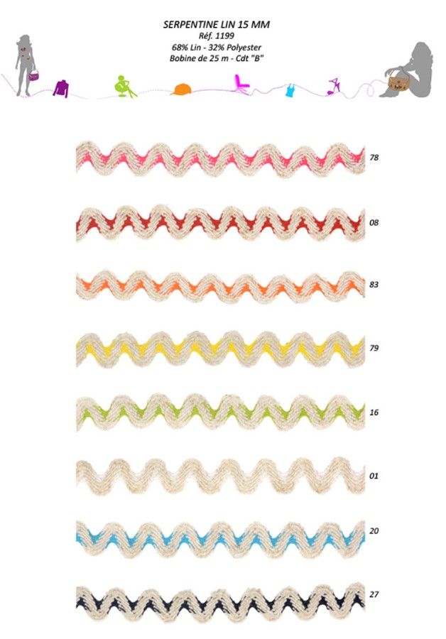 01199 Novelty Ric-Rac, 15mm, Linen/Polyester