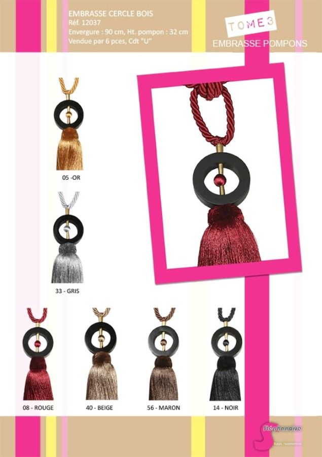 12037 Tieback w/ Wooden Ring Design Top