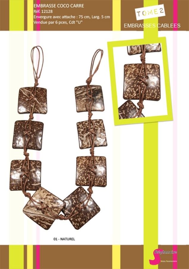 12128 Square Coconut Tieback, 75cm